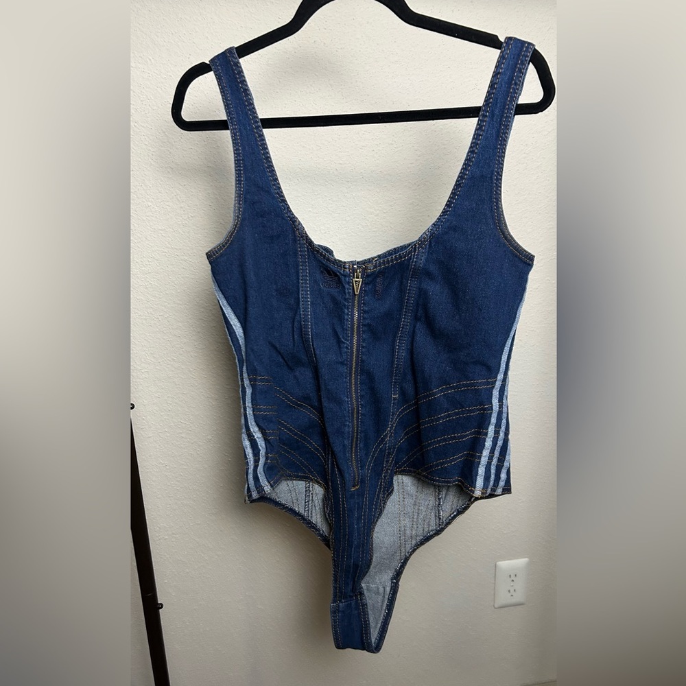 Ivy Park Adidas Rodeo Blue Denim Bodysuit - Picture 4 of 12